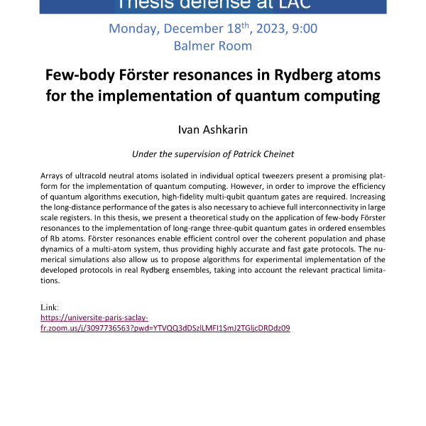 Ivan Askharin’s thesis the 18th December at 9am