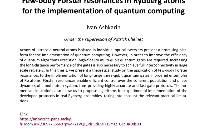 Ivan Askharin’s thesis the 18th December at 9am